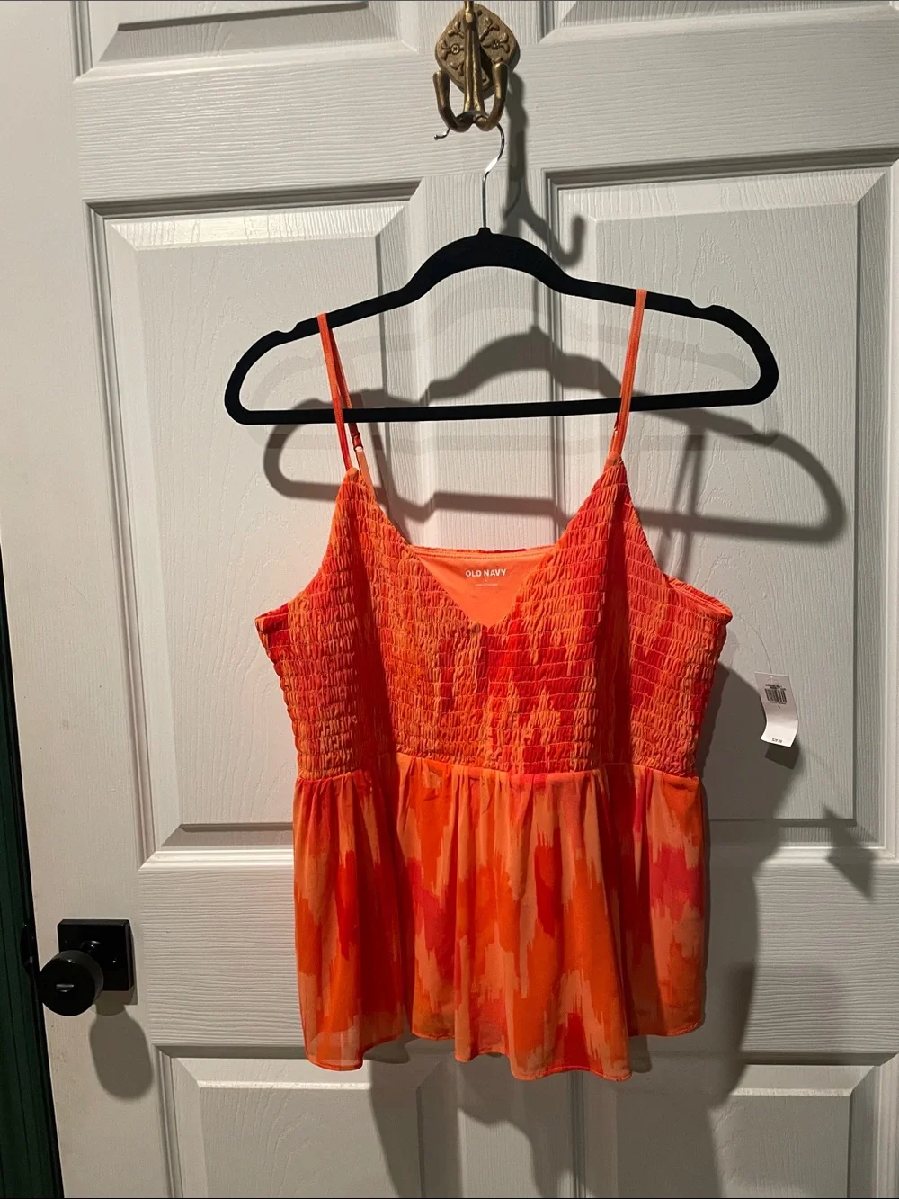 Old Navy Bright Orange Smocked Peplum Cami